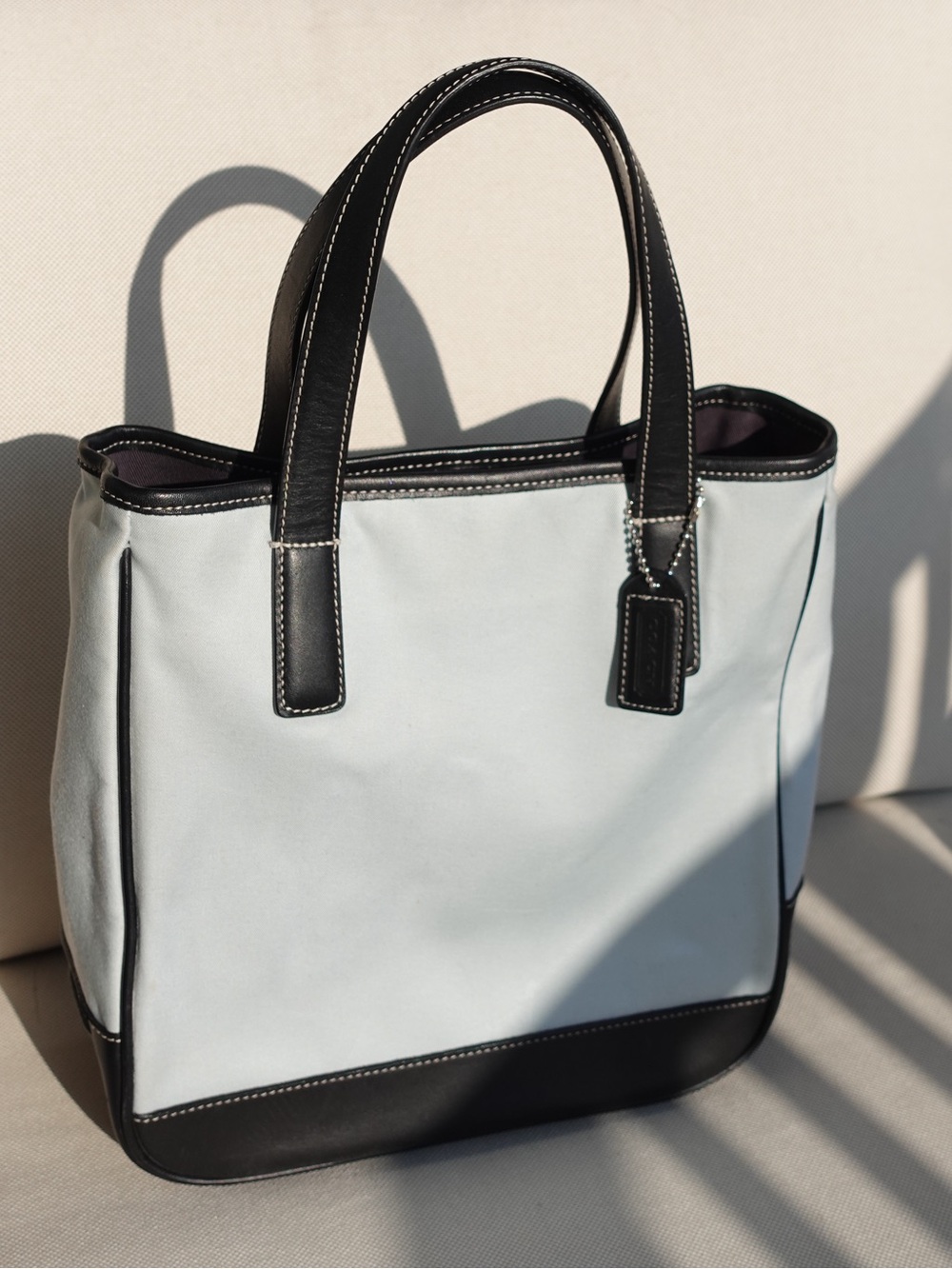 Vintage Coach Hamptons Two-Tone Canvas Tote Bag